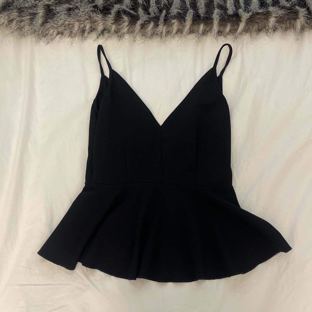 Emma Lang V Neck Black Peplum Top - NWT